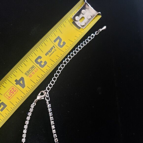 Vintage Silver Tone Graduated Round Clear Crystal and Rhinestone Choker Necklace - Picture 7 of 12